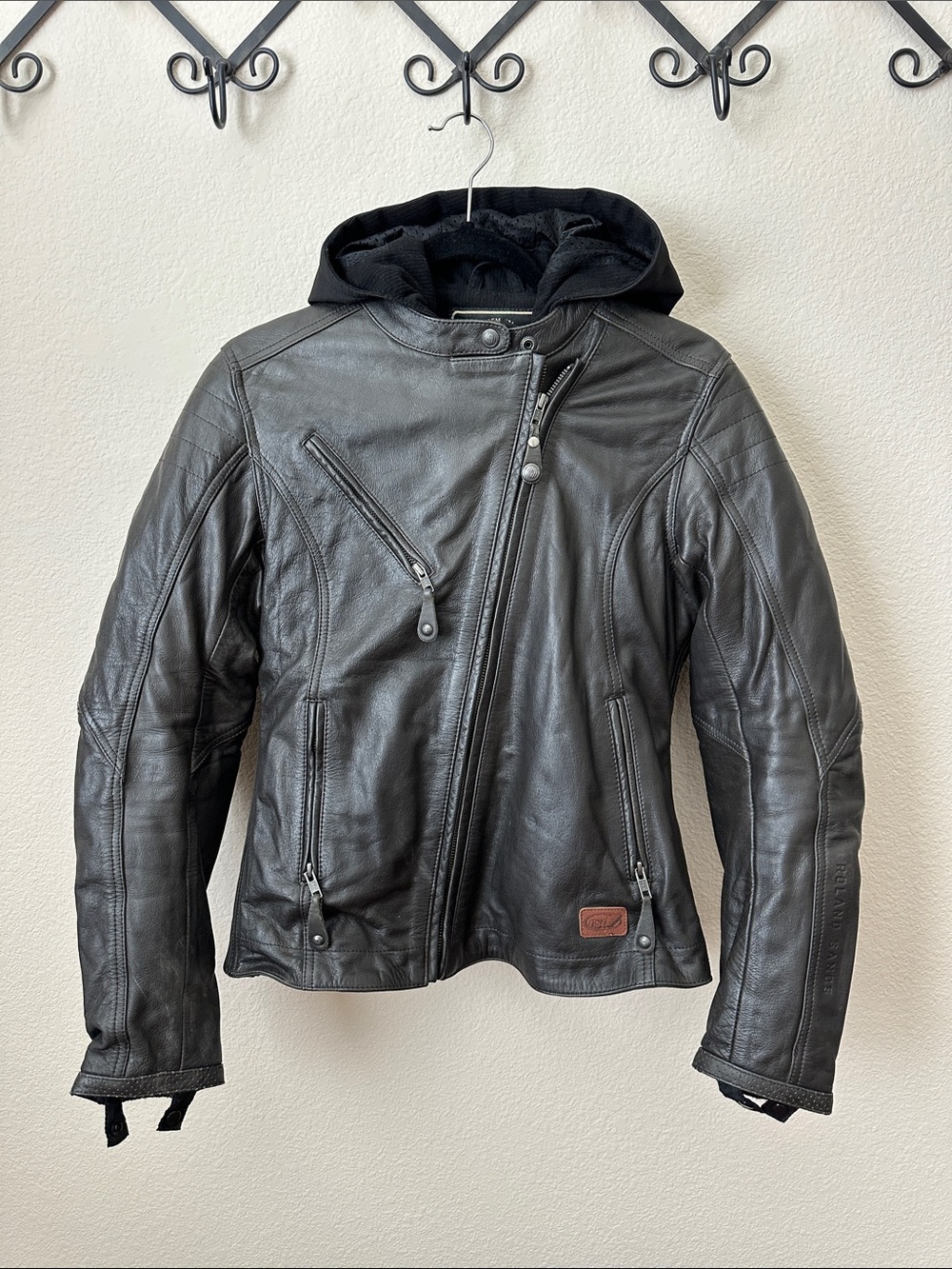 Roland Sands Women's Black Leather Moto Jacket with removable insert